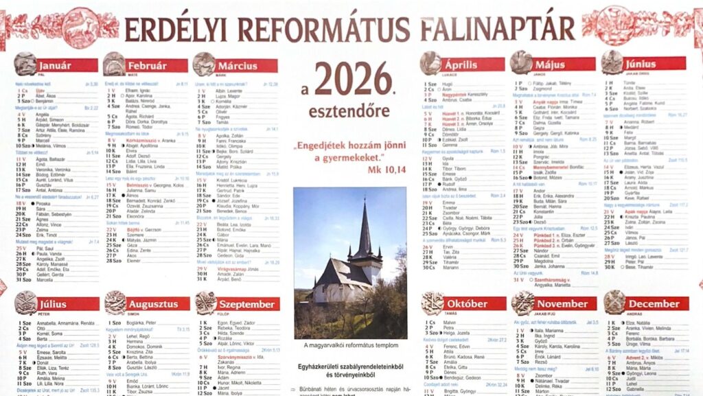 REFORMÁTUS FALINAPTÁR A 2026. ESZTENDŐRE